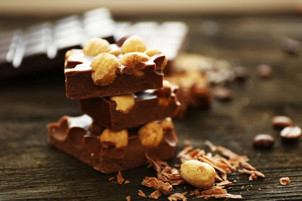 Set of chocolate with nuts, closeup — Stock Photo, Image