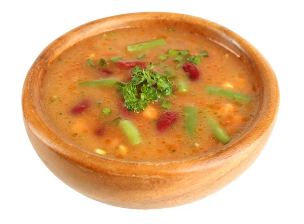 Fasulye çorbası üzerinde beyaz izole kase