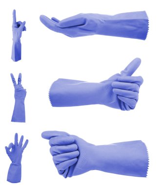 Mavi eldiven jestleri, izole üzerinde beyaz