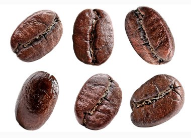 Kahve çekirdekleri beyaz üzerine izole