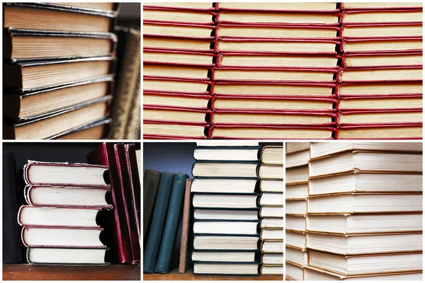 Vele verschillende composities met boeken in collage — Stockfoto