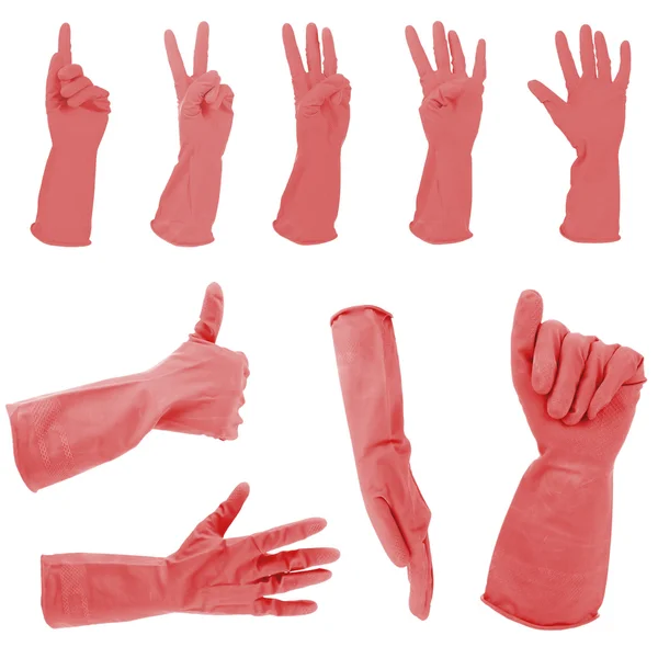 Gesten roter Handschuhe, isoliert auf weißem Grund — Stockfoto