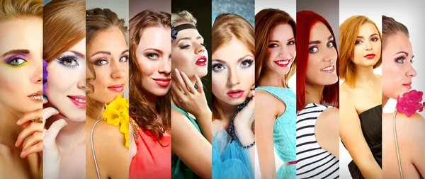 Belle giovani donne in collage — Foto Stock