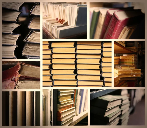 Muchas composiciones diferentes con libros en collage —  Fotos de Stock