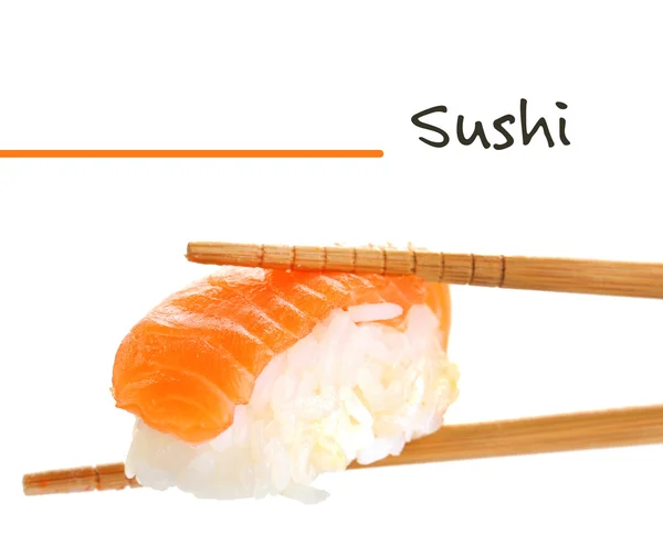 Sushi con palillos aislados en blanco — Foto de Stock