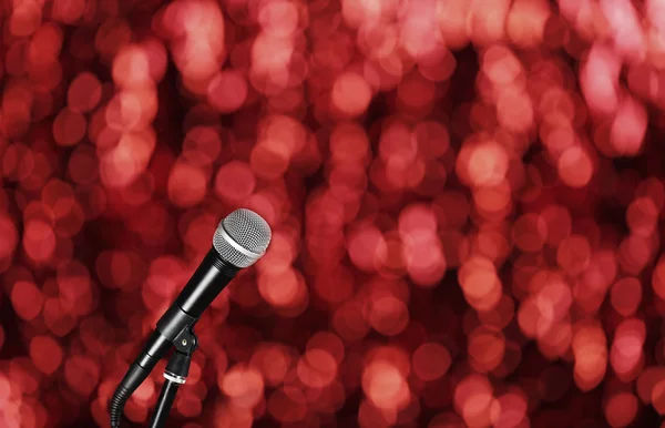 Microphone on bright red background — Stock Photo, Image