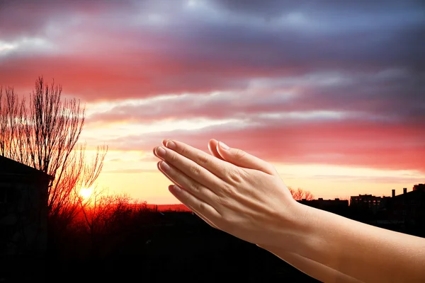 空を背景に人間の手 — ストック写真