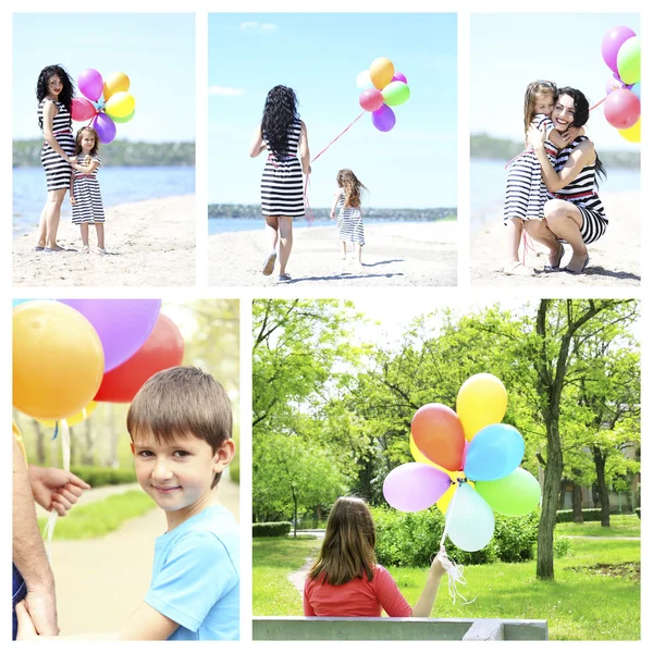 Collage von Menschen mit Luftballons — Stockfoto