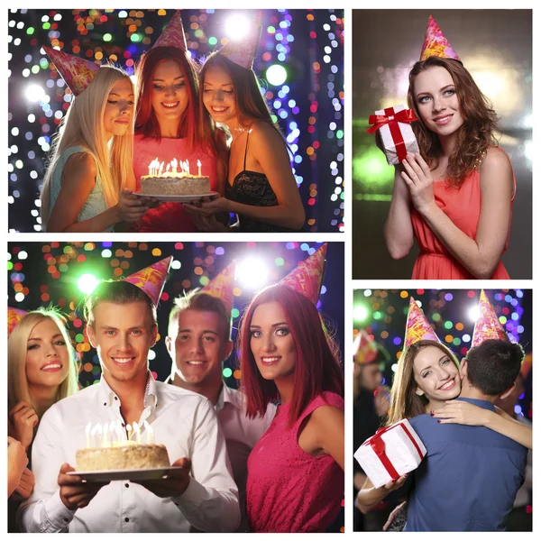 Collage di festa di compleanno nel club — Foto Stock