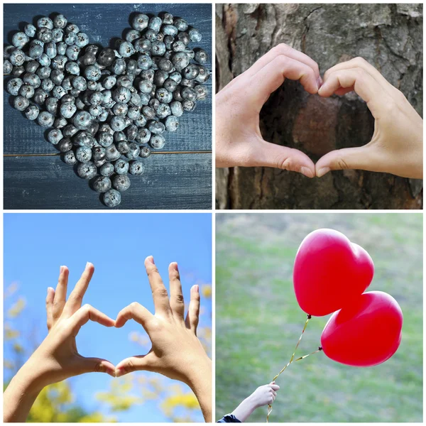 Collage of images with different hearts — Stock Photo, Image