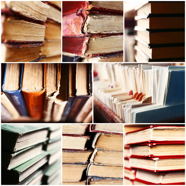 Muchas composiciones diferentes con libros en collage —  Fotos de Stock