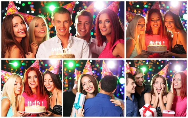 Collage de fiesta de cumpleaños en el club —  Fotos de Stock