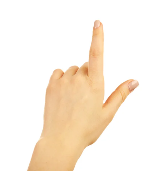 Female hand gesture isolated on white — Stock Photo, Image