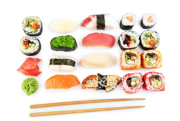 Sushi collection de pièces isolées sur blanc — Photo