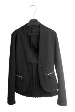 Okul üniforması ceket ve etek, beyaz izole