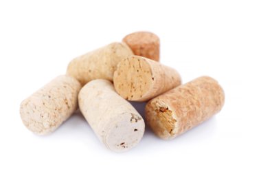 şarap mantarlar üzerine beyaz izole