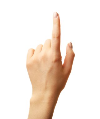 Beyaz izole kadın el hareketi