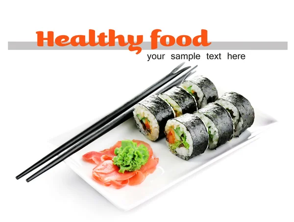 Vegetarian sushi rolls isolated on white — Stock Photo, Image