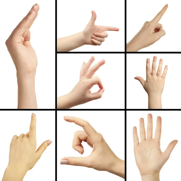 Collage of hand gestures — Stock Photo, Image