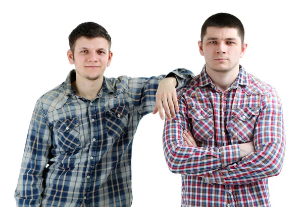 Two handsome young men isolated on white — Stock Photo, Image