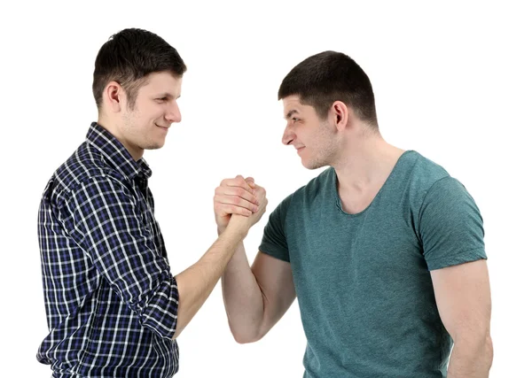 Twee knappe jonge mannen geïsoleerd op wit — Stockfoto