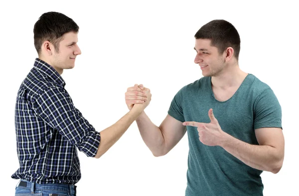 Dos jóvenes guapos aislados en blanco — Foto de Stock