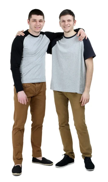 Deux beaux jeunes hommes isolés sur blanc — Photo