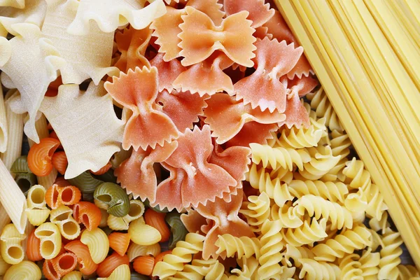 Diversi tipi di pasta, macro vista — Foto Stock