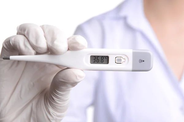 Doctor holding thermometer close up — Stock Photo, Image