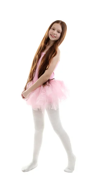 Mooie kleine ballerina geïsoleerd op wit — Stockfoto