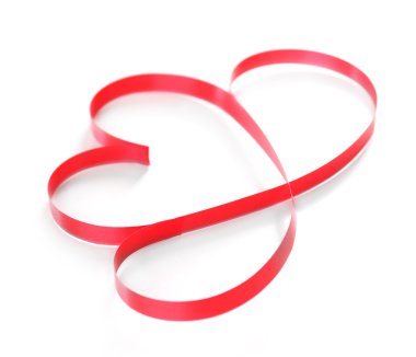 Beyaz izole şerit pembe kalp