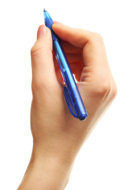 el ile üzerine beyaz izole kalem