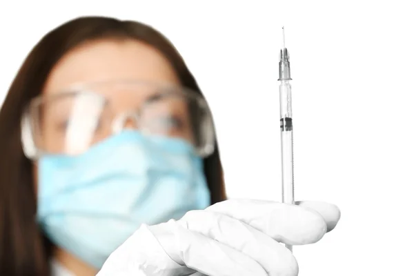 Ampule and syringe in hands of doctor — Stock Photo, Image