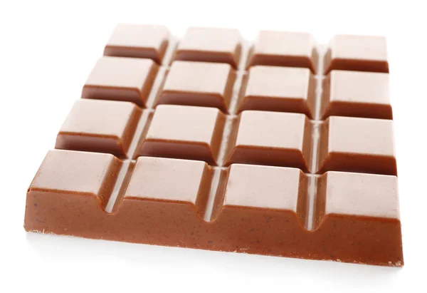 Barretta di cioccolato al latte isolata su bianco — Foto Stock