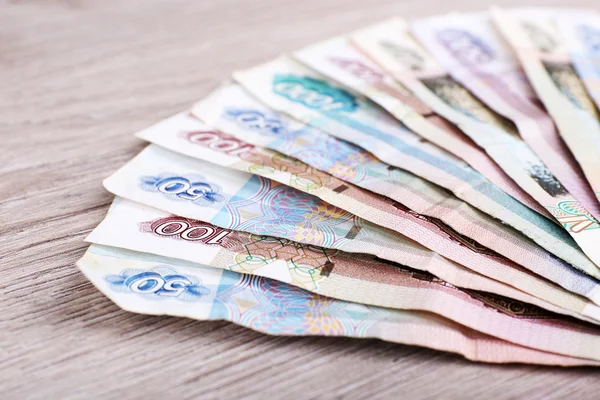 Stack of money on table close up — Stock Photo, Image