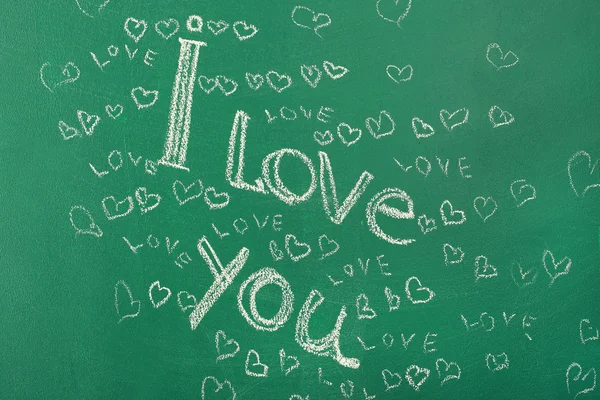 Kocham cię napisał na tablicy — Zdjęcie stockowe