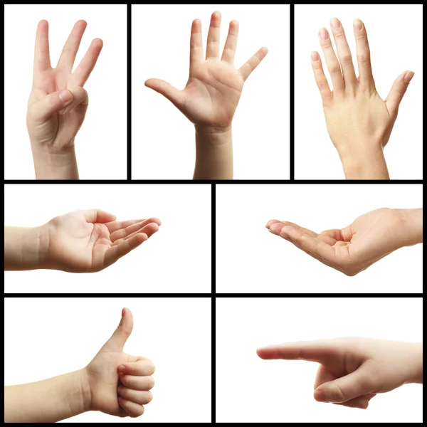 Collage di gesti delle mani — Foto Stock