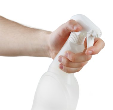 Erkek el spreyi beyaz arka plan üzerinde izole