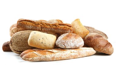 Beyaz izole farklı taze ekmek