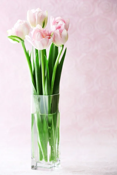Beautiful spring flowers on pink background — Stock Photo, Image