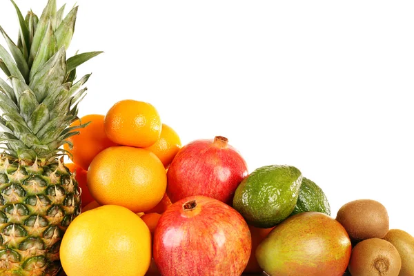 Assortment of exotic fruits isolated on white — Stock Photo, Image