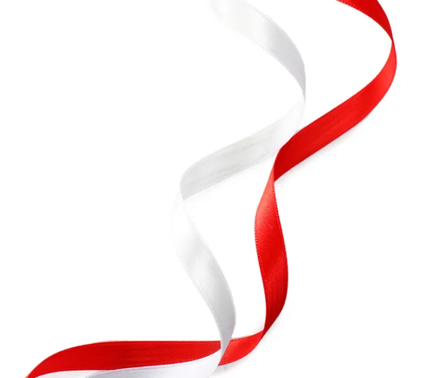 화려한 붉은 색과 흰색 리본 흰색 절연 — 스톡 사진