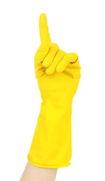 Rubber glove on hand, isolated on white — Stock Photo, Image