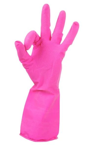 Rubber glove on hand, isolated on white — Stock Photo, Image