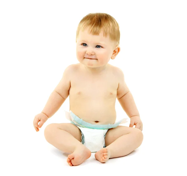 Portrait of cute baby, isolated on whit — Stock Photo, Image