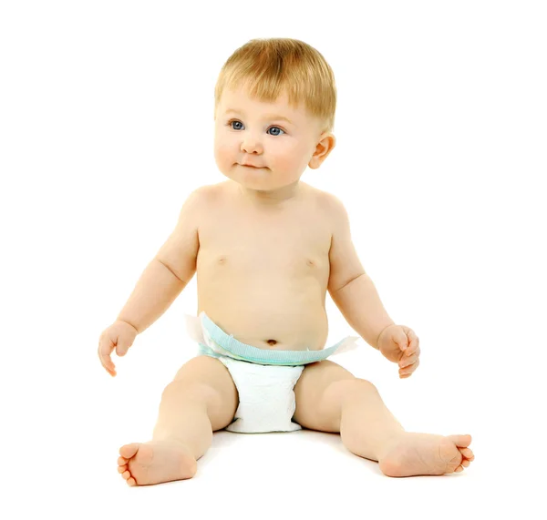 Portrait of cute baby, isolated on whit — Stock Photo, Image