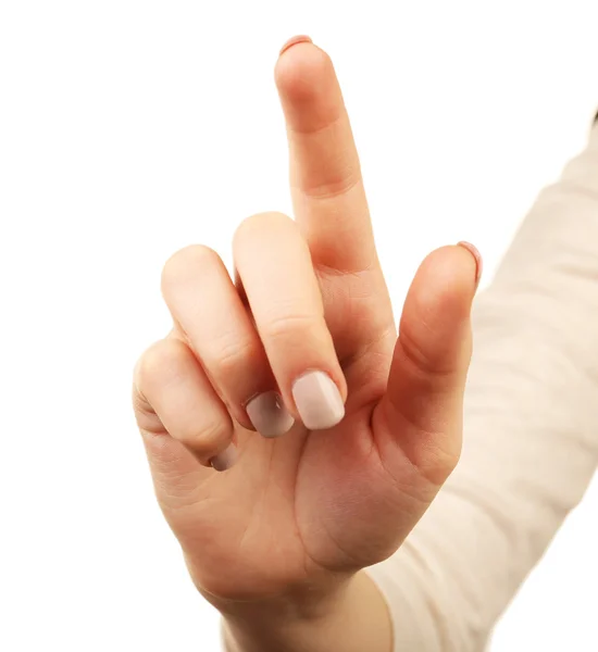 Жіночий жест руки ізольований на білому тлі — стокове фото