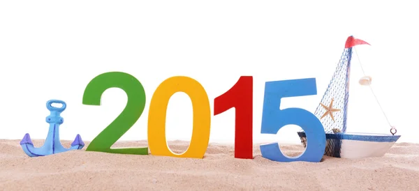 2015 sign on beach sand — Stock Photo, Image