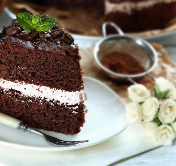 Delicioso bolo de chocolate — Fotografia de Stock