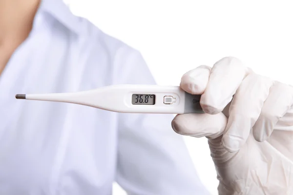 Doctor holding thermometer close up — Stock Photo, Image